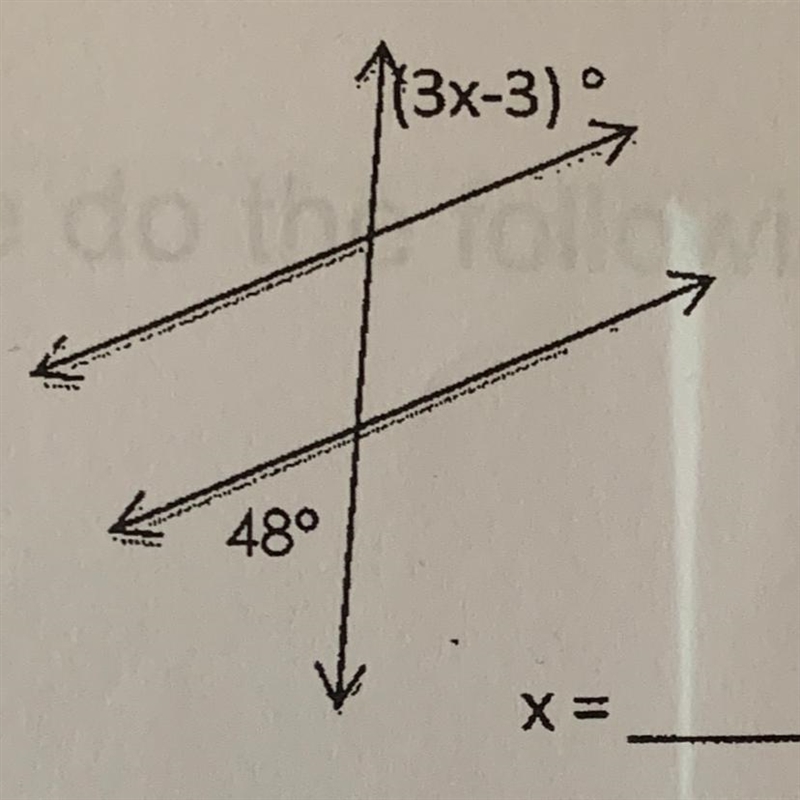 (3x-3) = 48 Find the value of X-example-1