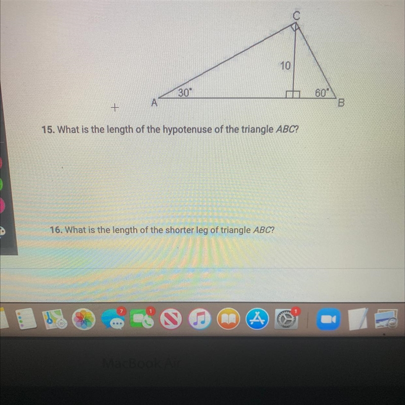 What is the length of the hypotenuse of the triangle ABC what is the length of the-example-1