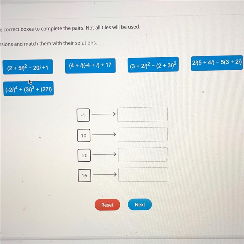 Drag the tiles to the correct boxes to complete the pairs. Not all tiles will be used-example-1