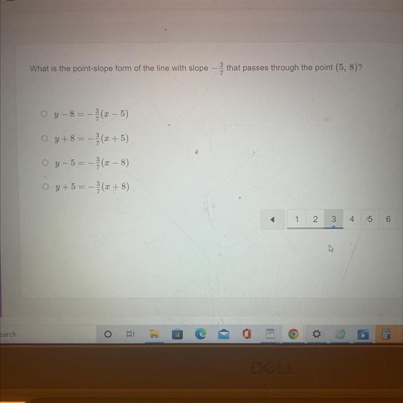 What is the point-slope form of the line with slope that passes through the point-example-1