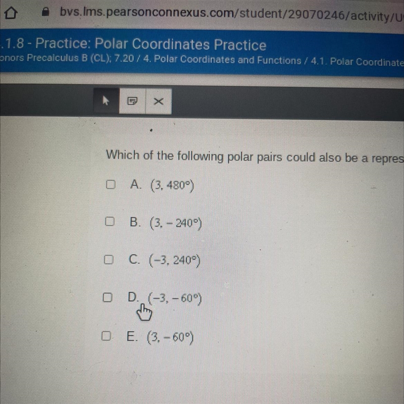 Which of the following polar pairs could also be a representation of (3.120°)? Select-example-1