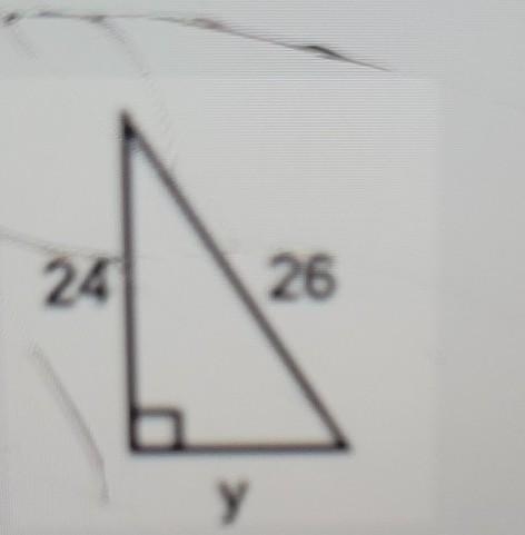 What is the length of leg y of the right triangle? 24 26 y 010 0 14 024 026​-example-1