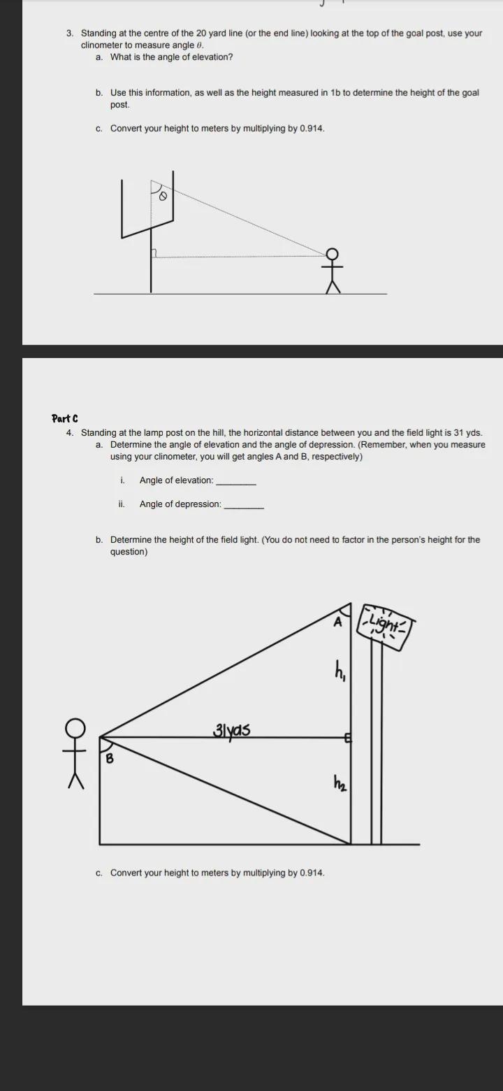 I need help with Part c).angle of elevation. 29 degrees angle of depression. 18 degrees-example-1