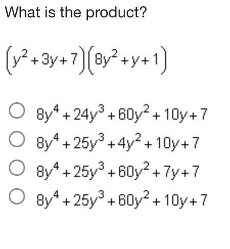 What is the product (y^2+3y+7)(8y^2+y+1)-example-1