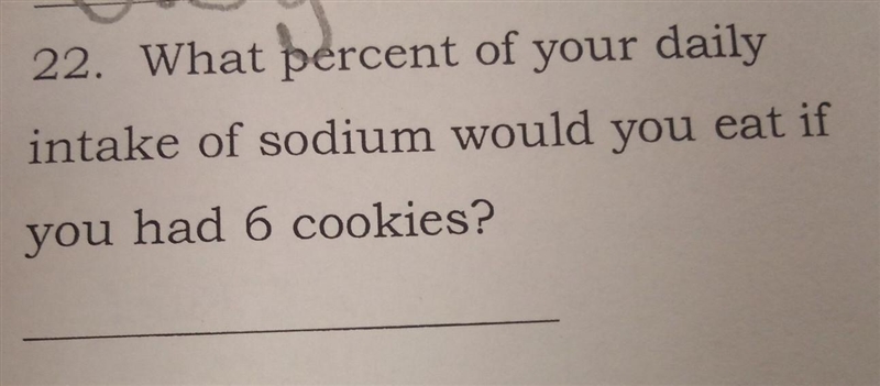 What percent of your daily intake of sodium would you eat if you had 6 cookies​-example-1