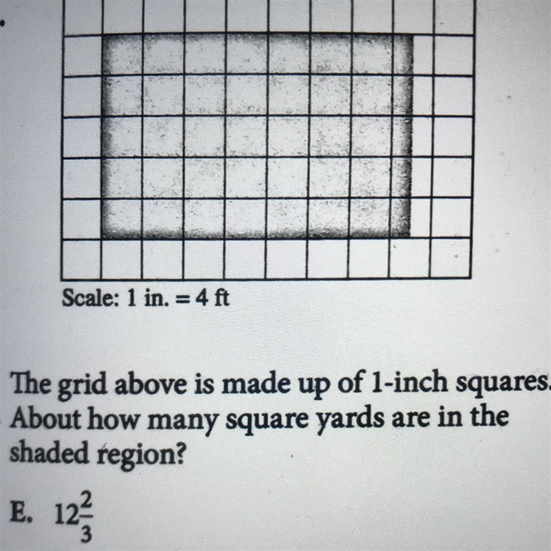 94. Scale: 1 in. = 4 ft The grid above is made up of 1 inch squares. About how many-example-1