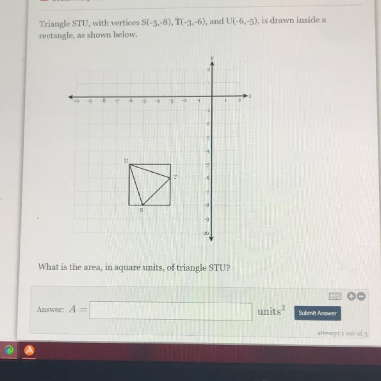 What is the area, in square units, of triangle STU?-example-1