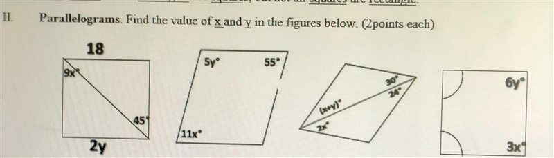 Find the value of x and y in the figures below.​-example-1