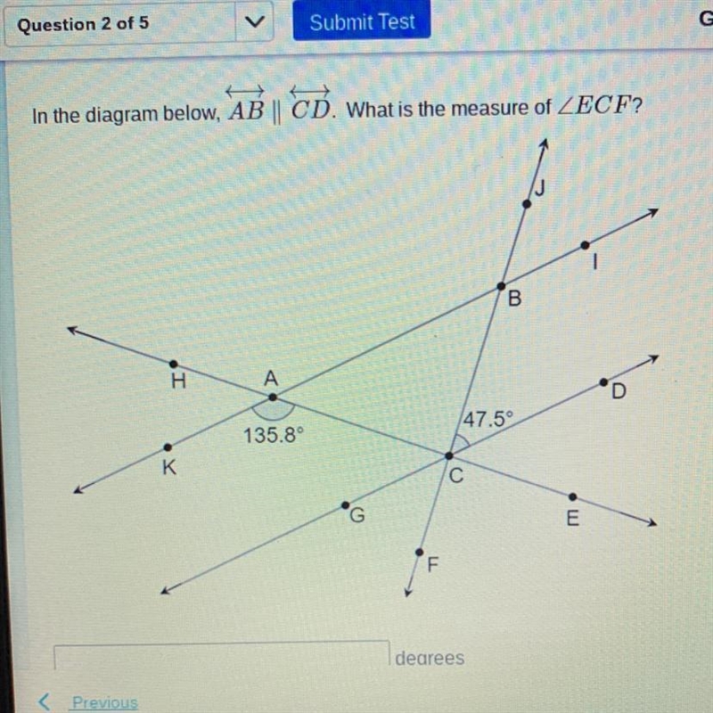 In the diagram below AB||CD what measure of ECF-example-1