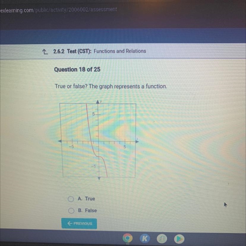 Question 18 of 25 True or false? The graph represents a function.-example-1