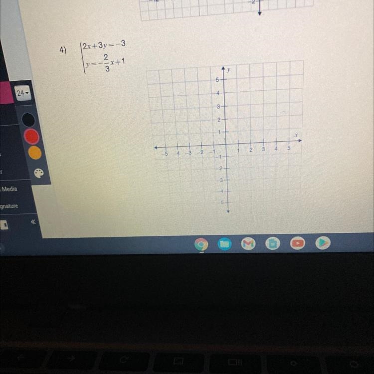 Solving Systems of linear equations by graphing. no graphing device.-example-1