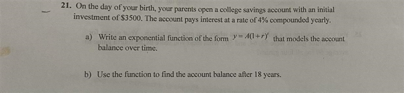 On the day of your birth, your parents open a college savings account with an initialinvestment-example-1