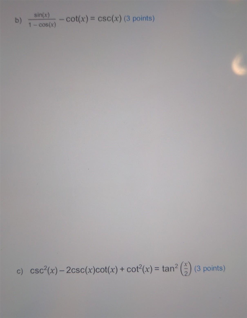 Pls help sin(x)/1- cos(x) - cot(x) = csc(x)​-example-1