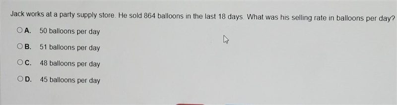 jack works at a party store. he sold 864 balloons in the last 18 days. what was his-example-1