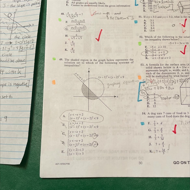 Number 49. Please help Graphing inequalities? Why is the answer A? Please do a step-example-1