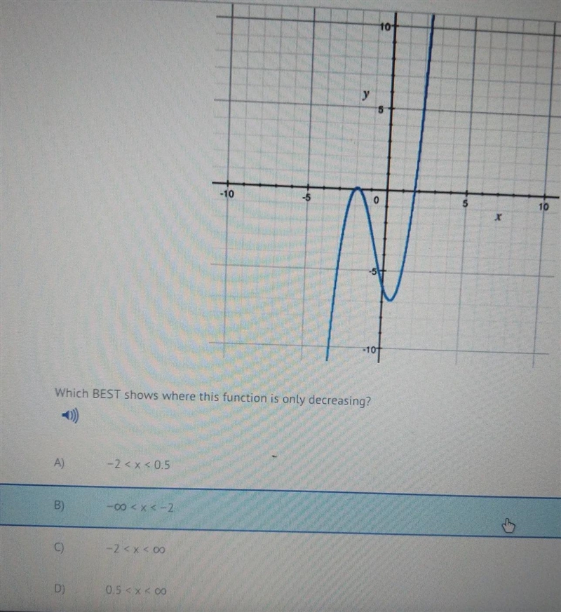 Which answer best shows that is function is only decreasing-example-1