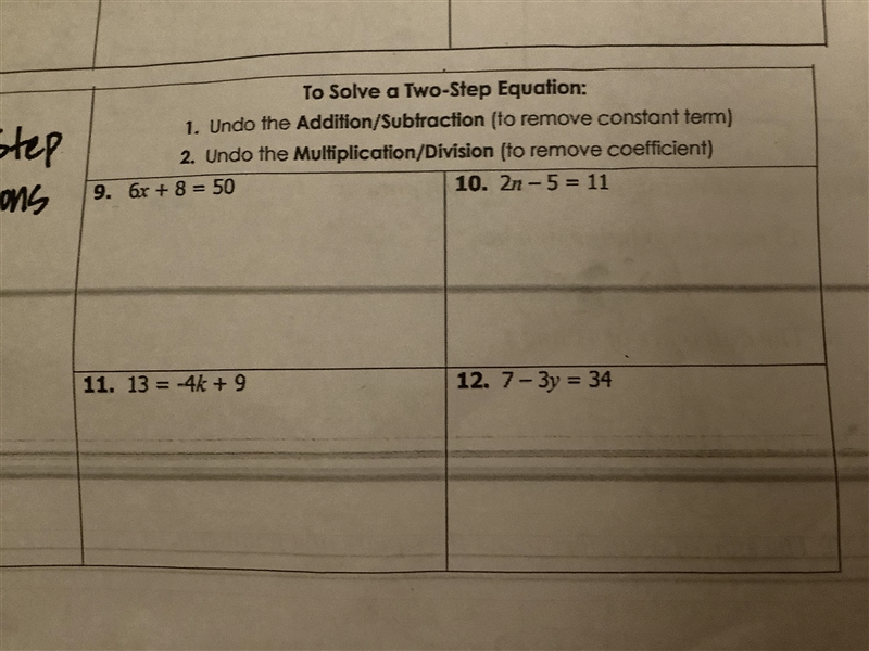 Somebody gets this all correct I will give them 20 points it is two step equations-example-1