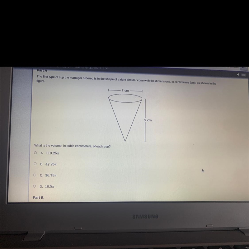 7 UNIT 2(CALCULATOR 7 OF S Part A The first type of cup the manager ordered is in-example-1