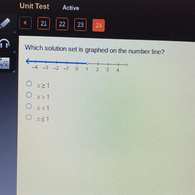 Which solution set is graphed on the number line?-example-1