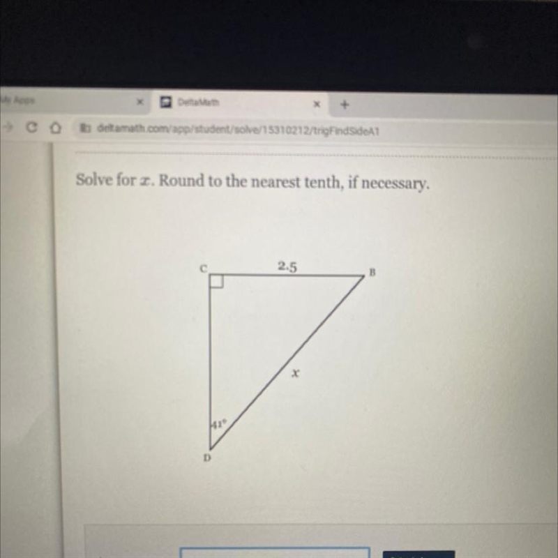 Solve for x. Round to the nearest tenth, if necessary.-example-1