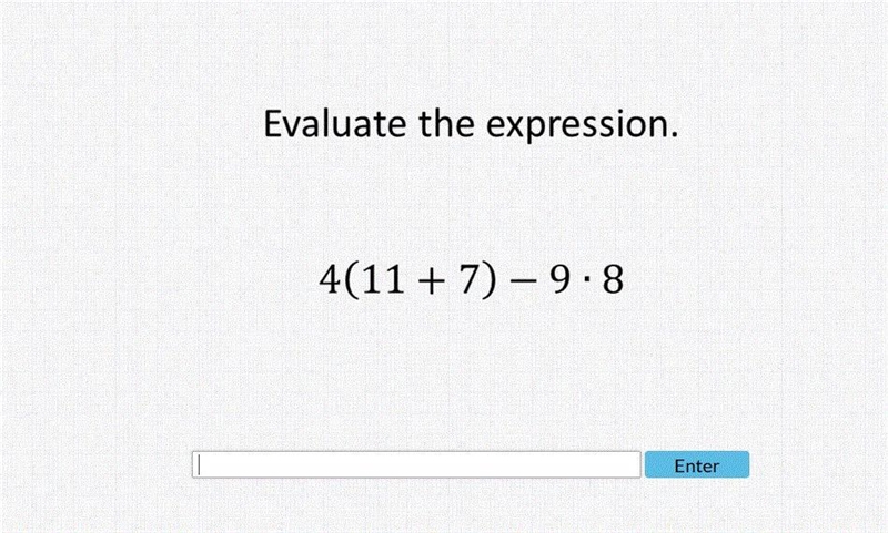 Evaluate the expression. 4(11 + 7) - 9 . 8-example-1