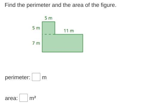 Find the perimeter and the area of the figure.-example-1