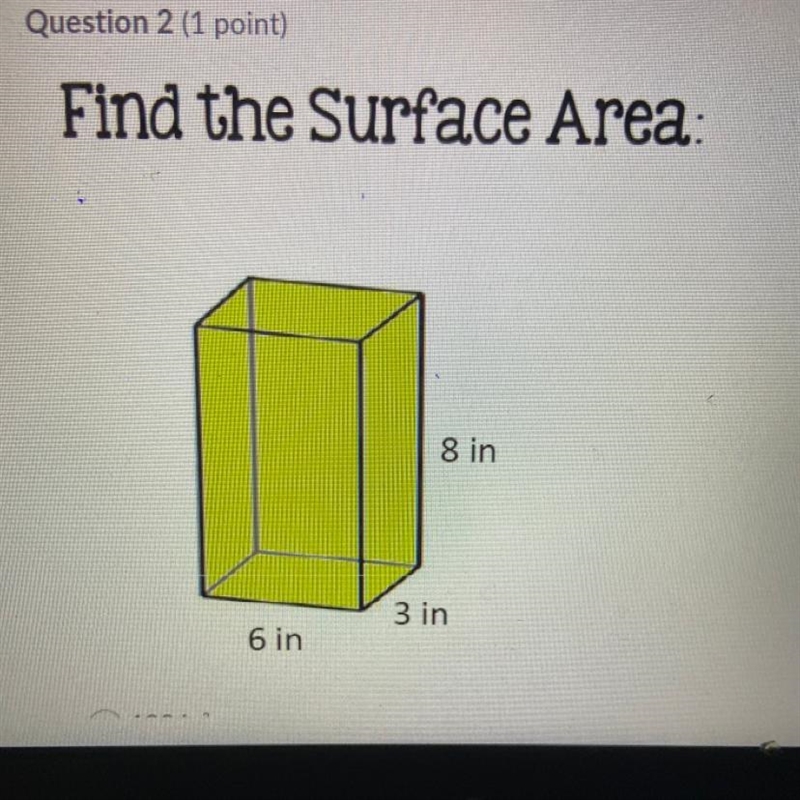 Find the surface area 8in 3in 6in-example-1