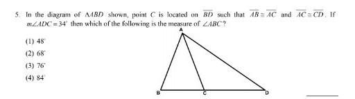 In the diagram of angle ABD shown, Point C is located on BD such that AB is congruent-example-1