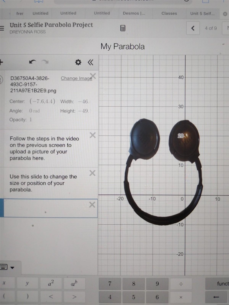 I need a equation for my parabola! I tried so many times and got it WroNg- ​-example-1