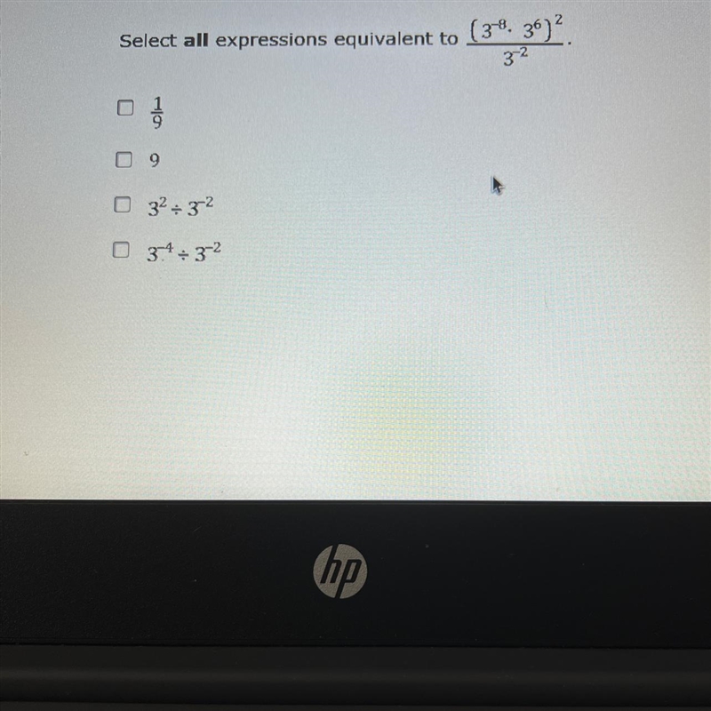 Select all expressions equivalent to 1/9 9 3/2 3/-2. 3/-4 3/-2-example-1