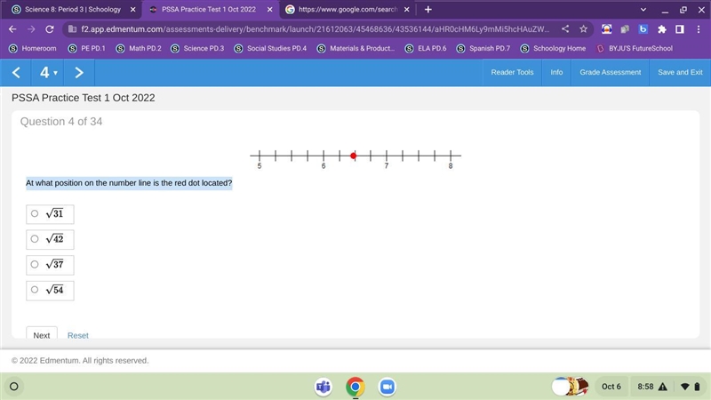 At what position on the number line is the red dot located?-example-1