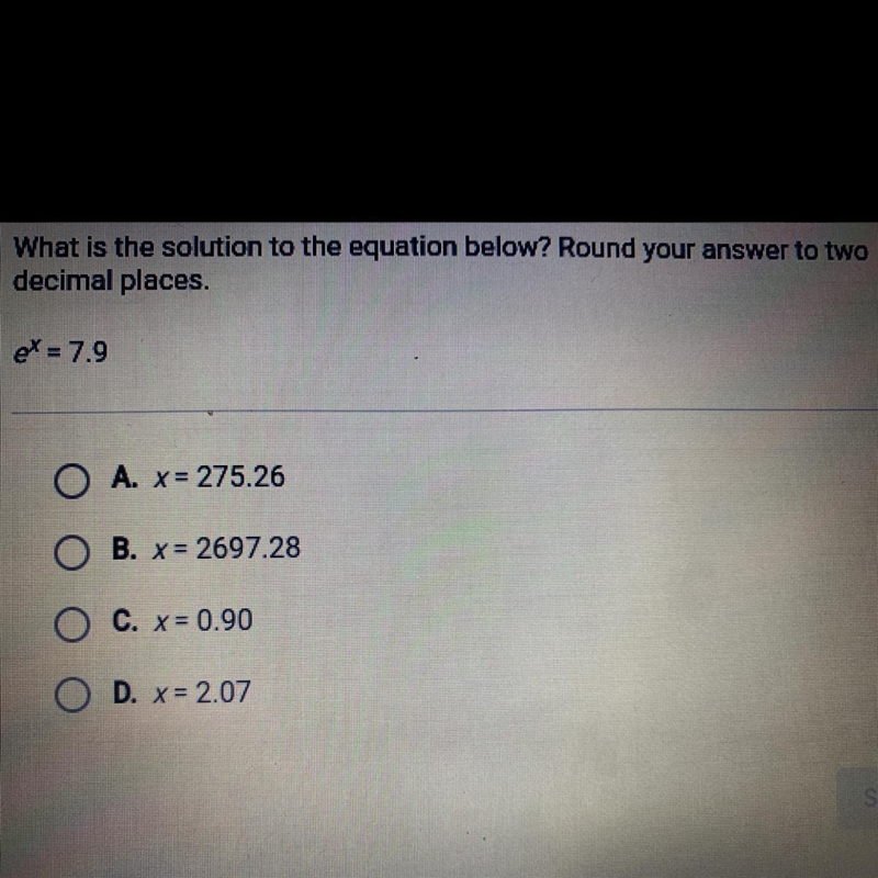 What is the solution to the equation below? Round your answer to twodecimal places-example-1