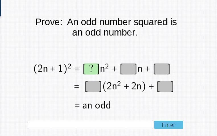 Prove: an odd number squared is an odd number-example-1