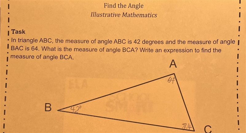 In triangle ABC, the measure of angle ABC is 42 degrees and the measure of angle BAC-example-1