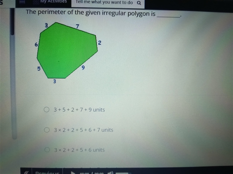 And the other answer that you didnt see is ( 2+3×2+5+6+7+9 units ) . pls give me the-example-1