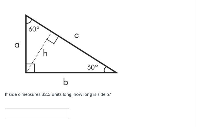 If side c measures 32.3 units long, how long is side a?-example-1