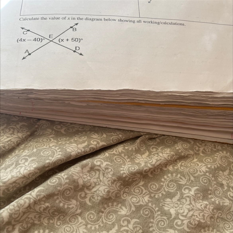 Calculate the value of x in the diagram below showing all working calculations-example-1