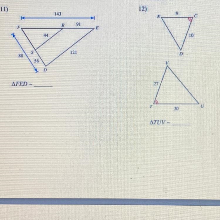 State if the triangles in each pair are similar. If so, state how you know they are-example-1