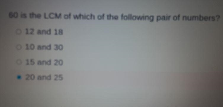 60 is the LCM of which of the following pair of number-example-1