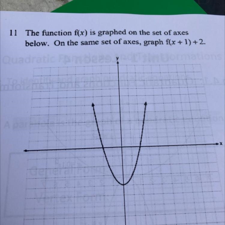 11 The function f(x) is graphed on the set of axes below. On the same set of axes-example-1