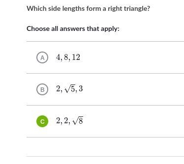 What side lengths form a right triangle? It says I need more than 1 answer-example-1