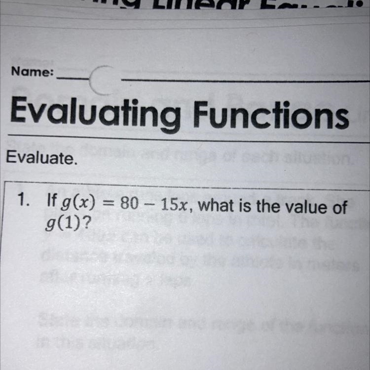 If g(x) = 80 15x, what is the value of g(1)?-example-1