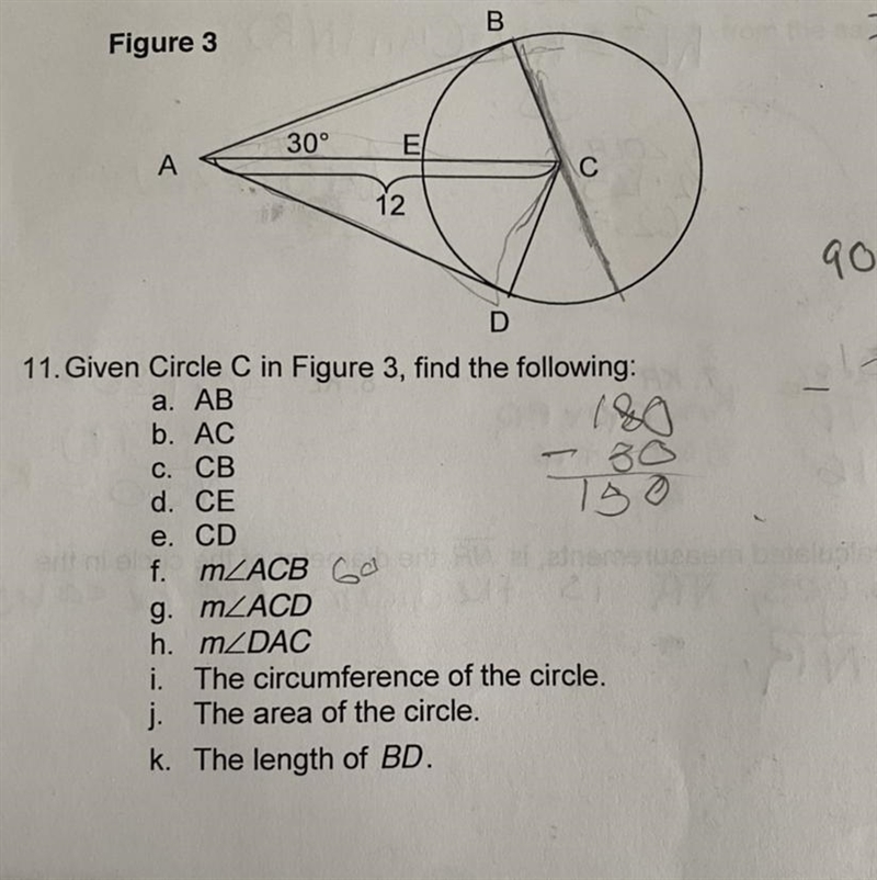 Given Circle C Find the following-example-1