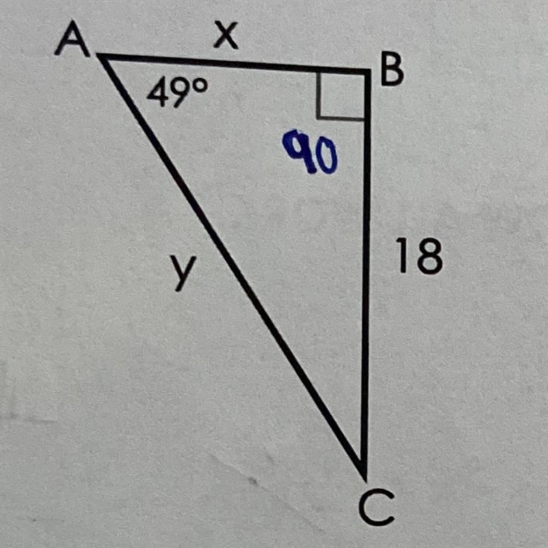 I need to solve for the indicated pieces of the right triangle and round sides and-example-1