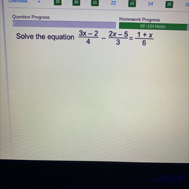 Solve the equation 3x-2 4 - 2x - 5- 1 + x 3 6-example-1