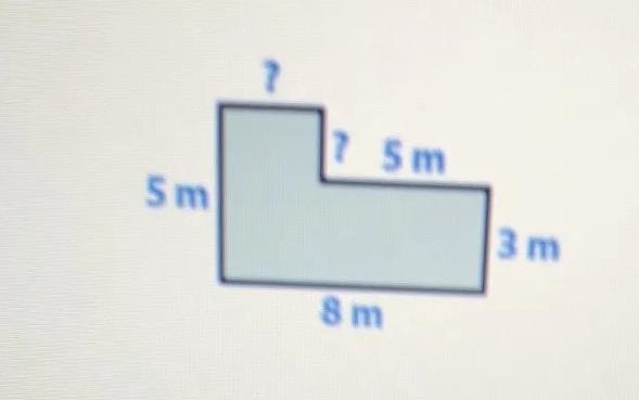 Find the missing measurements in the shape below. Then break apart the shape into-example-1