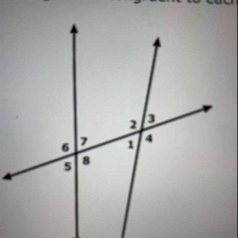 Which angles are congruent to each other? <3 and <1 <3 and <8 <5 and-example-1