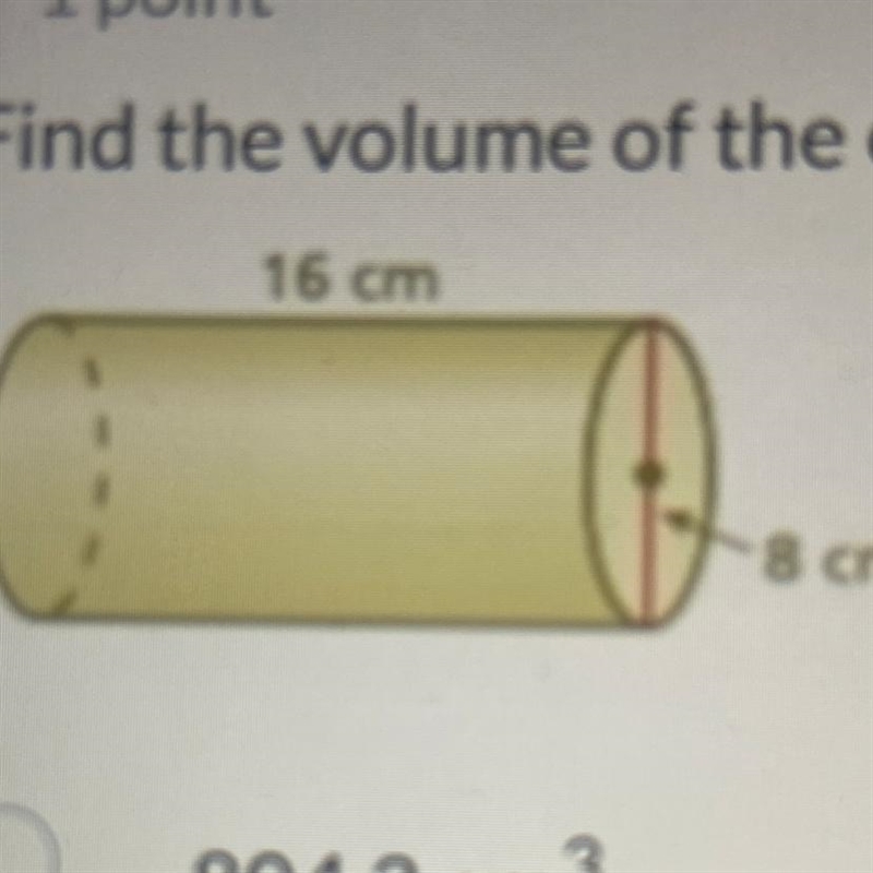 Find the volume of the cylinder. round to the nearest tenth.-example-1