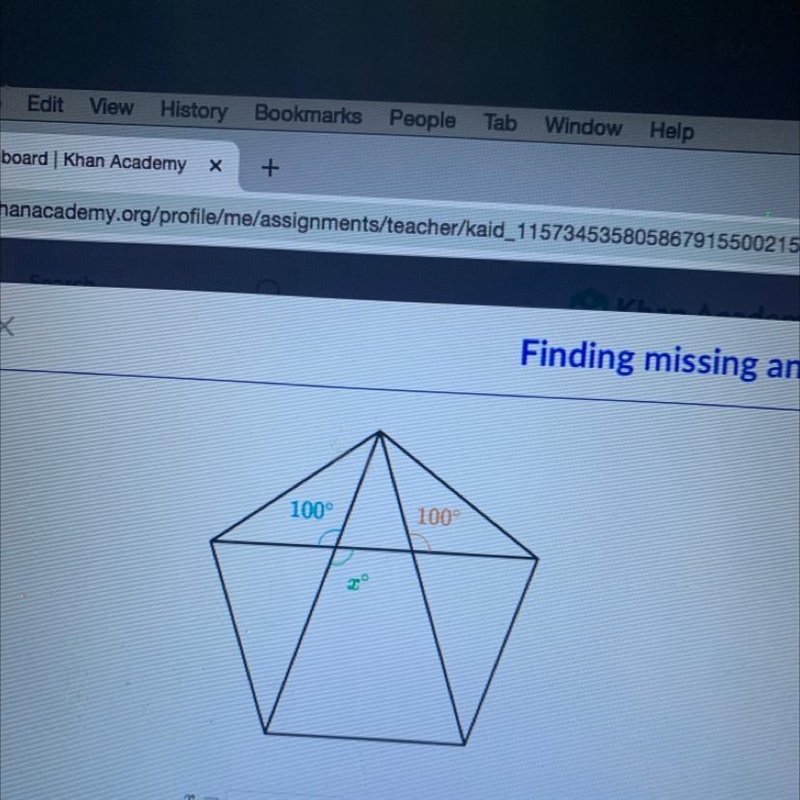 Find missing angle 100° 100° X=-example-1