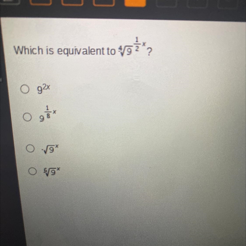 Which is equivalent to 4√9 1/2x?-example-1